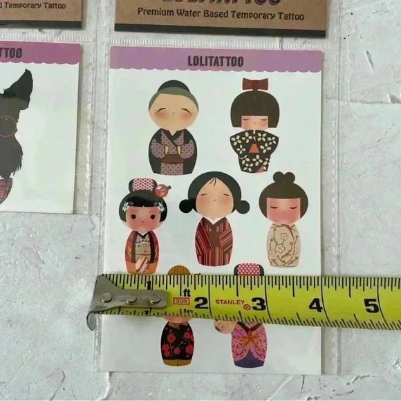 Temporary Tattoos Japanese Kokeshi Dolls and Schnauzer Dog Bundle - NEW - Picture 6 of 9